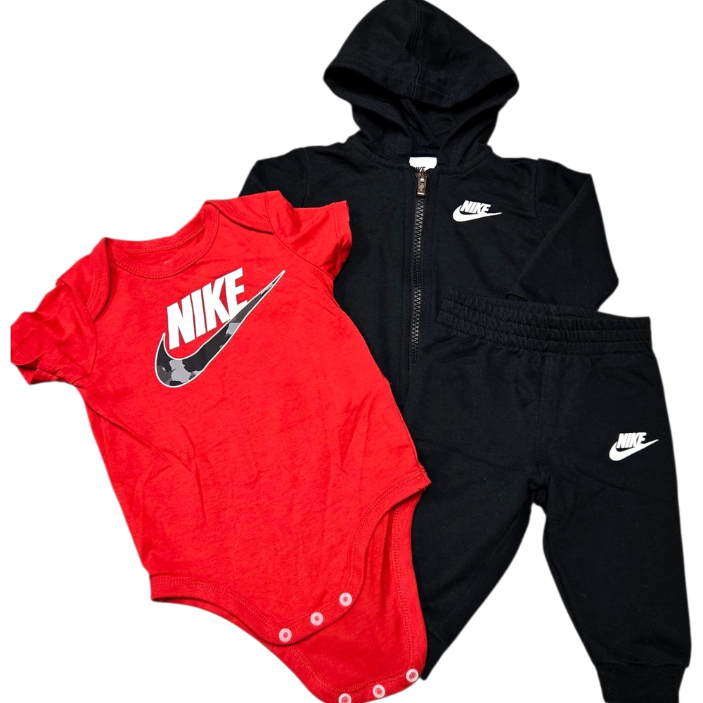 Nike Red Onesie and Black Hoodie Set